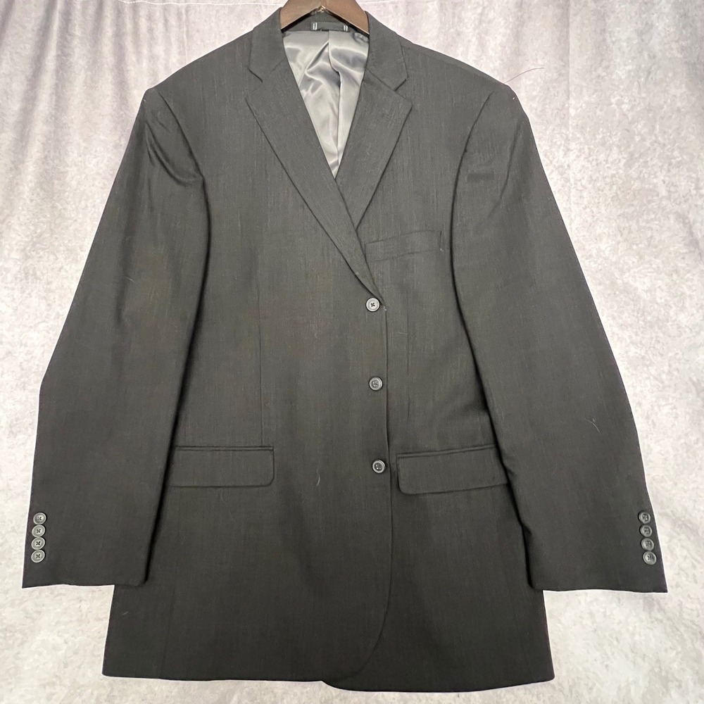 Profilo Uomo Suit Jacket Mens 50L 44W Charcoal Grey Wool 3-Button Blazer SV361